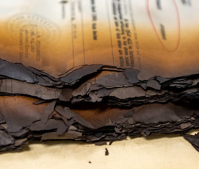Edge of burnt records from NPRC fire